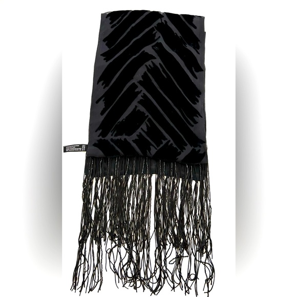 Ellen Tracy Silk and Velvet Beaded Scarf in Black - Picture 5 of 11